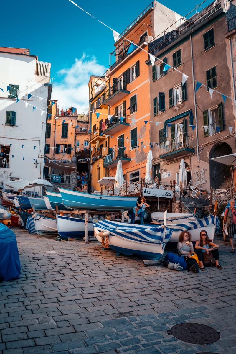 people watching in the streets of cinque terre italy