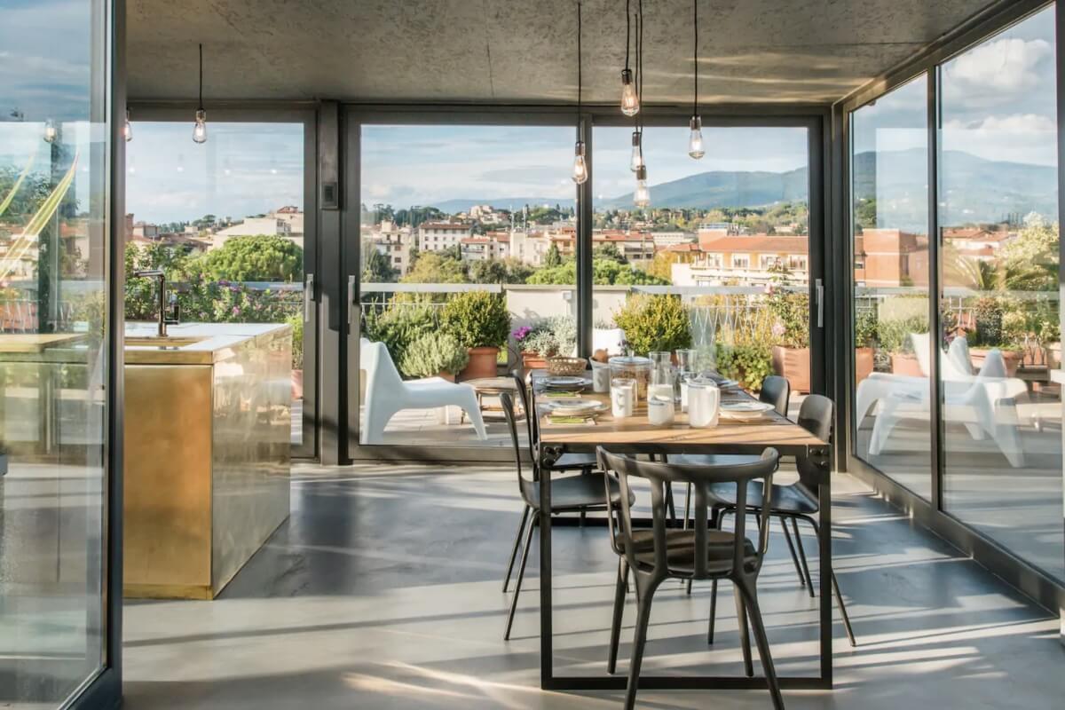 Best Airbnbs in Florence Italy floor to ceiling windows with stellar views