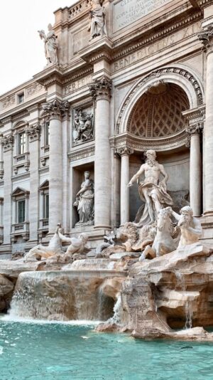 close up shot of rome's famous trevi fountain