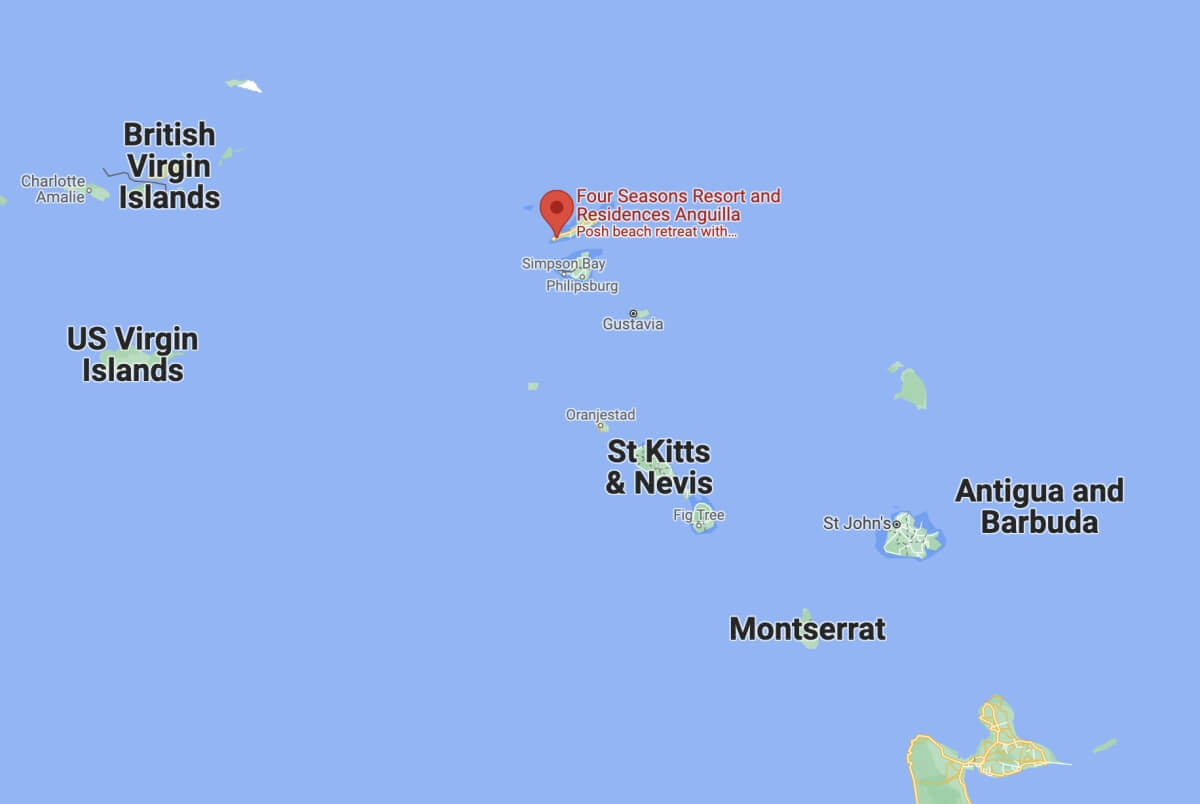 geographical map of four seasons anguilla in the caribbean