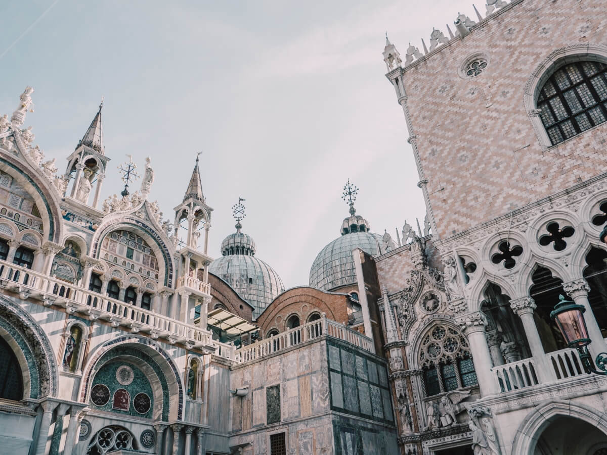 a close up look at St. Mark's Basilica, one of the best things to do in Venice